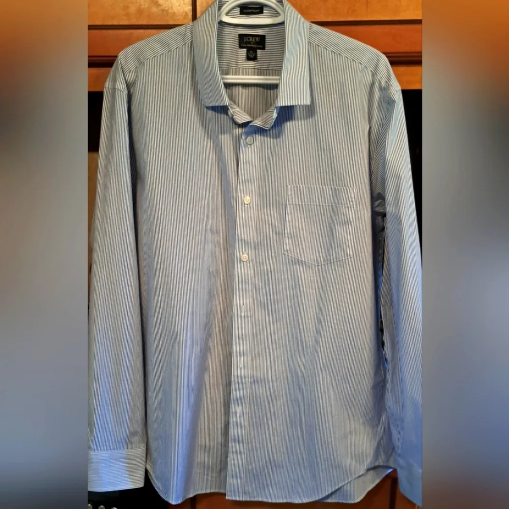 Mens J. Crew Thompson Button Down Dress Shirt  Wrinkle Free Size XL 17-17.